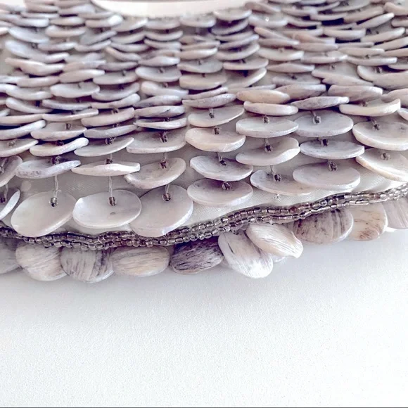 CAPIZ SHELL SEQUINED BEADED TOP HANDLE CLUTCH BAG - Picture 6 of 6